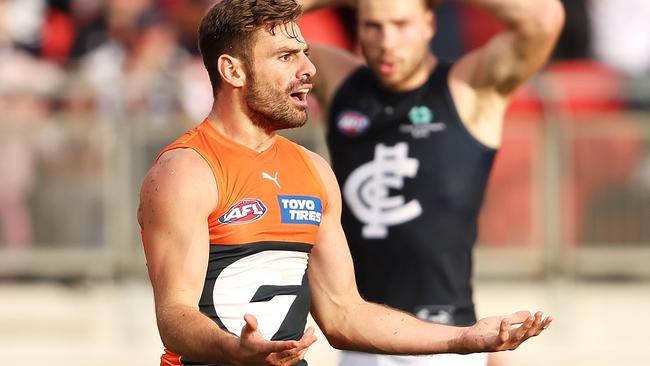 Stephen Coniglio was penalised for umpire dissent. (Photo by Mark Kolbe/Getty Images)