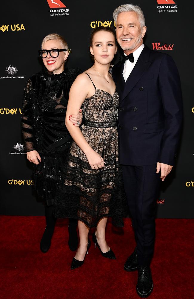 Catherine Martin, seen here with her daughter Lillian Luhrmann and husband and director Baz Luhrmann was awarded with a lifetime achievement award.