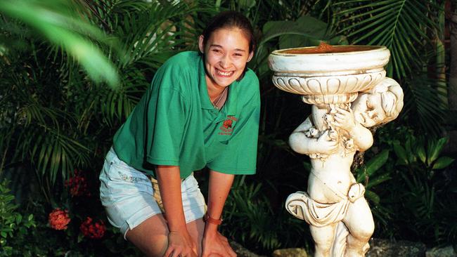 Tanya Cockerell of Bundaberg Cooperage at the Pond Scapes exhibit at the home show in March 1998.