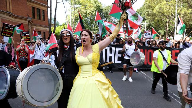 Around ten thousand protesters began marching through the Sydney CBD around 3pm. Picture: NewsWire / Damian Shaw