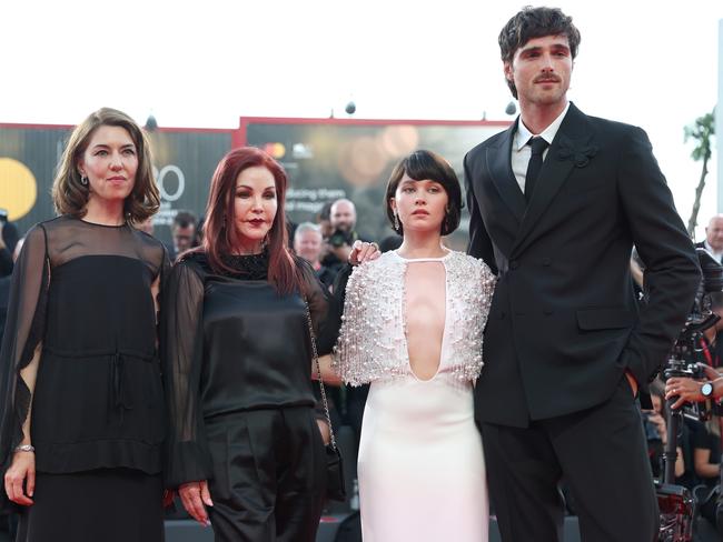 Sofia Coppola, Priscilla Presley, Cailee Spaeny and Jacob Elordi at the Venice premiere of Priscilla. Picture: Vittorio Zunino Celotto/Getty Images