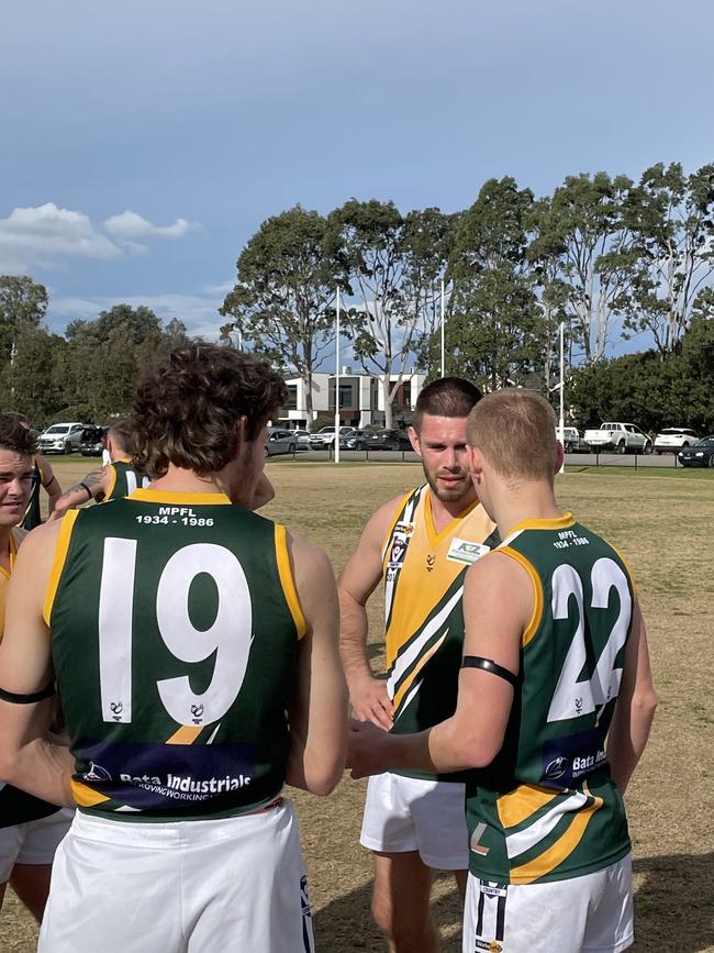 Ryan Bastinac (centre) on Saturday.