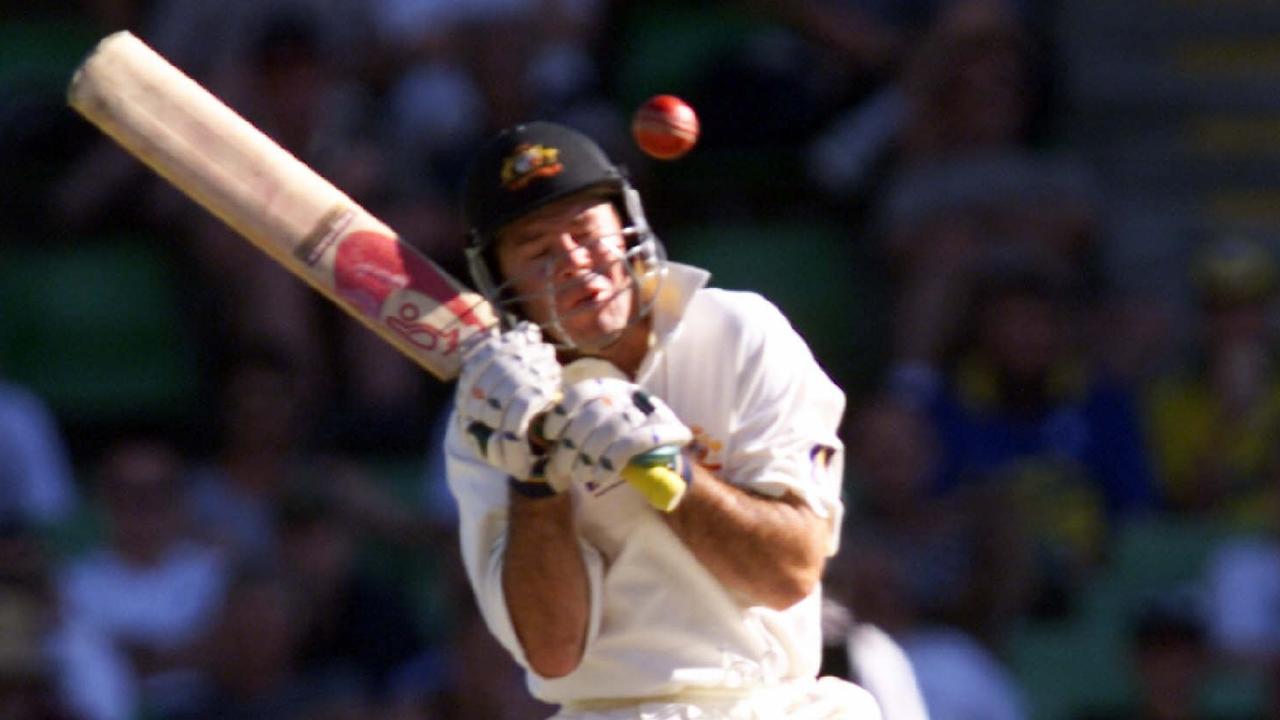 Ricky Ponting dodges a bouncer in Perth in 1999.
