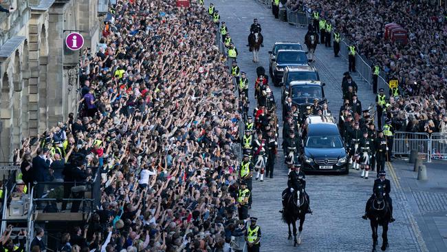 The procession of Queen Elizabeth II's coffin in Edinburgh, on Tuesday (AEST). Picture: AFP