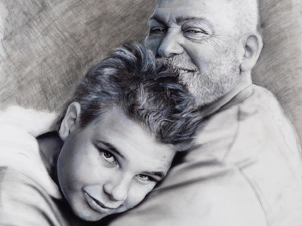 Drawing of Mick Gatto and his grandson, Dominic, 14. Picture: Supplied