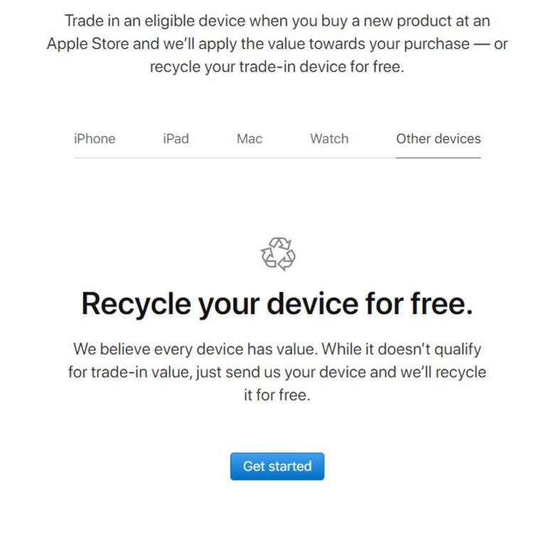 Apple's trade-in portal links you back to the product page for the Apple Watch.