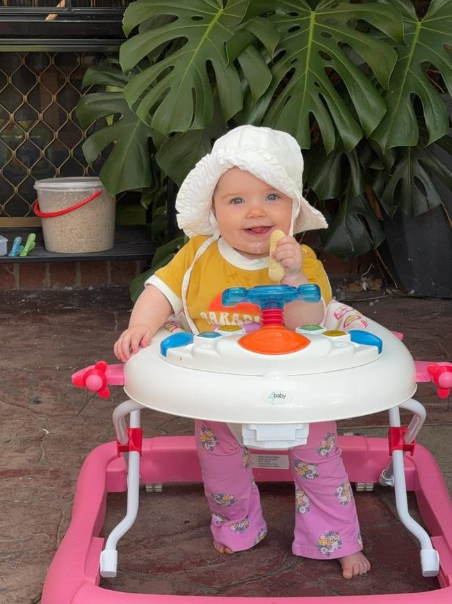 Tahlia Buckley, eight months old. She is the biggest people person, smiling at everyone and always blowing raspberries at dogs.