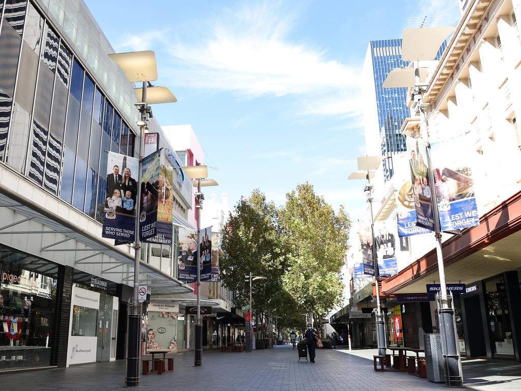 A general view of Hay Street mall in Perth during lockdown. Picture: Getty Images