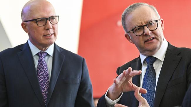 If Peter Dutton, pictured here with Anthony Albanese, had observed bipartisanship, Australians would never have got a proper public discussion on the voice. Picture: NCA NewsWire/Martin Ollman