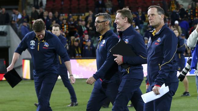 Don Pyke and his coaching team, from left, Ben Hart, Scott Camporeale and Brett Burton. Picture SARAH REED