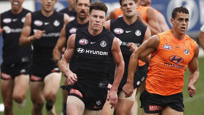 Sam Walsh completes a running session during Carlton’s pre-season training.