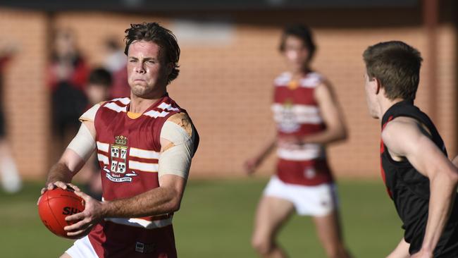 Prince Alfred College captain Luke Pedlar in action against Rostrevor this year. Picture: Naomi Jellicoe