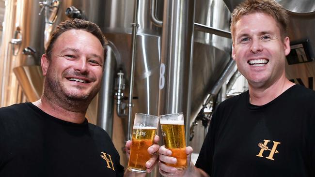 Winner of Australia's best job Jack Brew (right) and Head Brewer at Heads of Noosa, Lance Masterton. Picture: Patrick Woods.