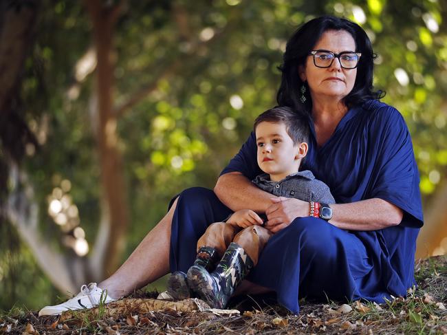 Mascot Towers apartment owner Treacy Sheehan, with four-year-old son Eamon, will lose hundreds of thousands of dollars. Picture: Sam Ruttyn