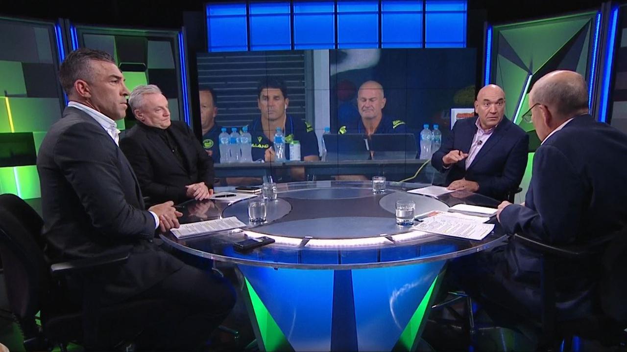 Gorden Tallis called out Roosters coach Trent Robinson during a discussion about Brad Arthur's future. Pic: Fox League