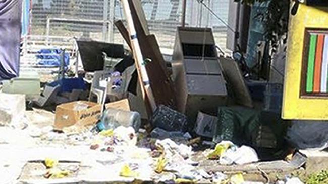 This image provided by Refugee Action Coalition shows the ransacked immigration camp on Manus Island, Papua New Guinea, Thursday, Nov. 23, 2017. Papua New Guinea authorities on Thursday ratcheted up pressure on more than 300 asylum seekers to abandon a decommissioned immigration camp, where refugees reported their shelters, beds and other belongings have been destroyed. (Refugee Action Coalition via AP)