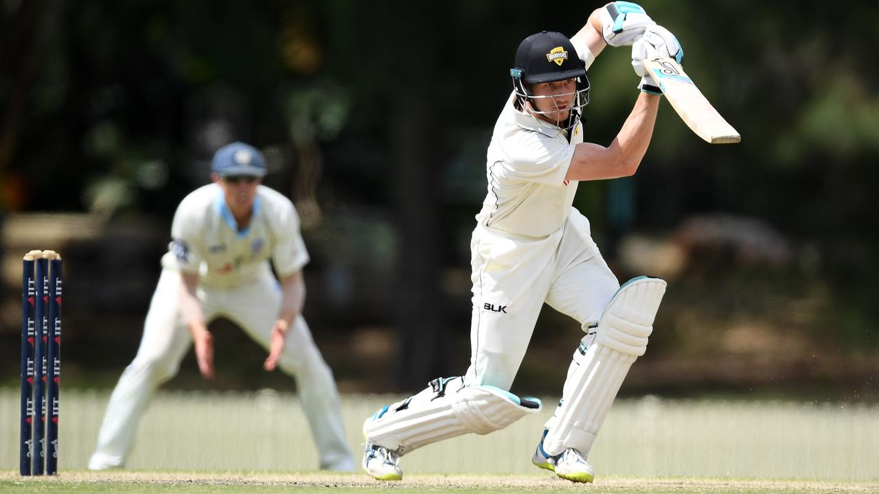 Cameron Bancroft plays a sumptuous cover drive for Western Australia versus NSW.