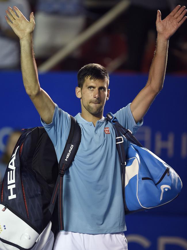 Novak Djokovic departs after his loss to Nick Kyrgios in Mexico. 