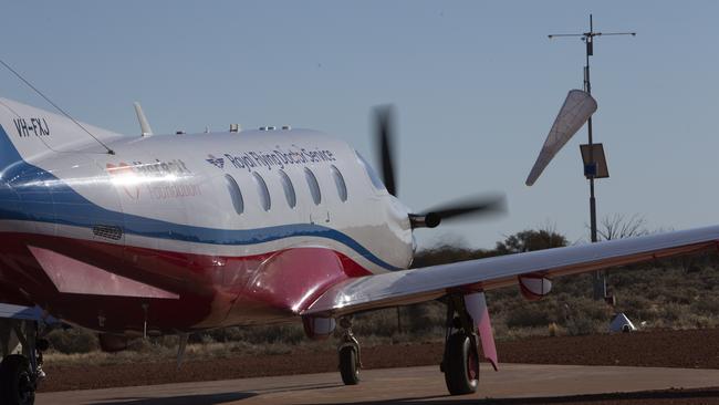 The Royal Flying Doctor Service plane at Glendambo, SA. Picture: Emma Brasier