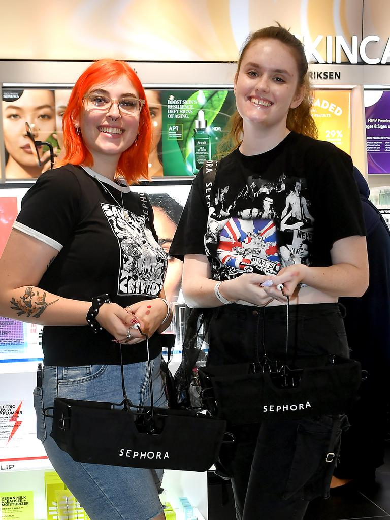 Skye Flanagan and Erin Mavin Sephora at the opening of Sephora Indooroopilly. Picture: John Gass