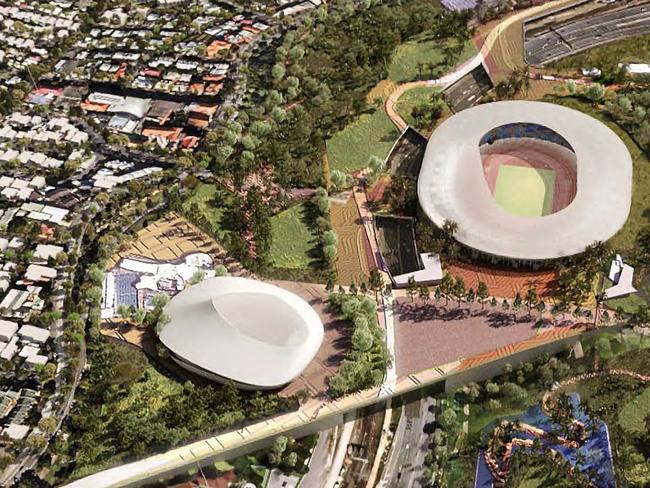 A view of the proposed Brisbane Stadium and New National Aquatic Centre at Victoria Park. Picture: Supplied