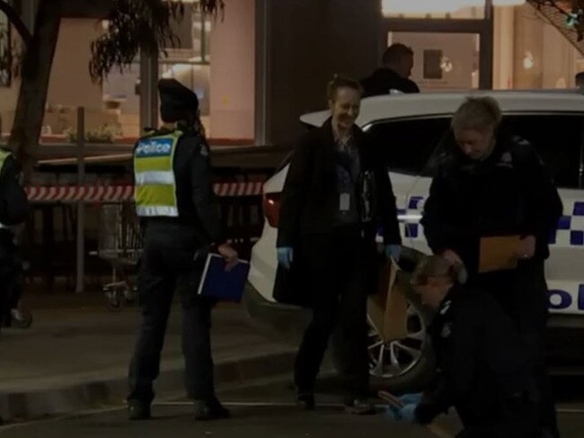 Police at the scene after a brawl broke out and a gun was fired. Picture: 7/Sunrise