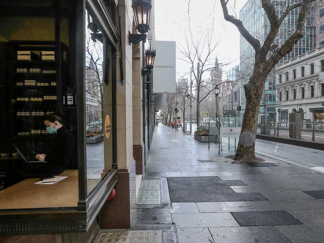 The empty streets of Melbourne under a stage 4 lockdown. Picture: NCA NewsWire / Ian Currie