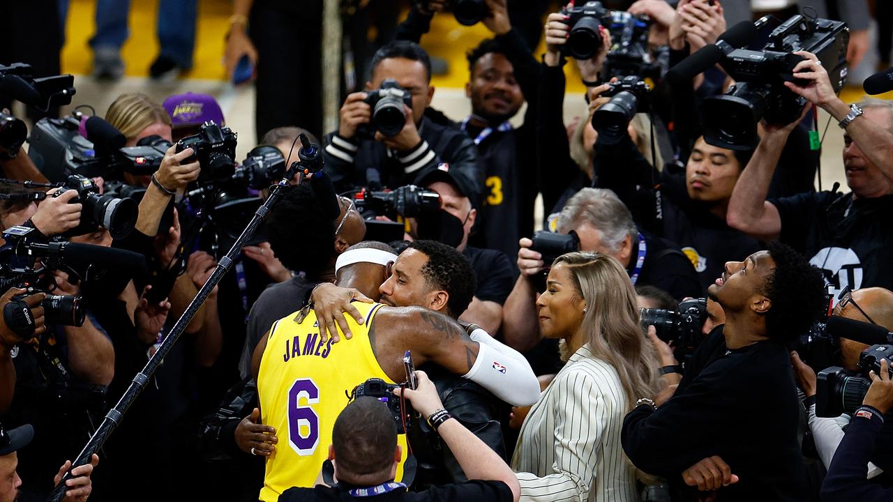 LeBron James celebrates with family. Pic: Getty