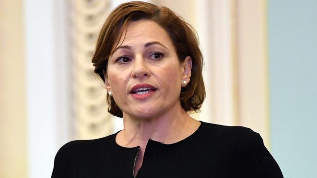 Queensland Deputy Premier Jackie Trad speaks during Question Time at Parliament House in Brisbane, Tuesday, February 26, 2019. (AAP Image/Dan Peled) NO ARCHIVING