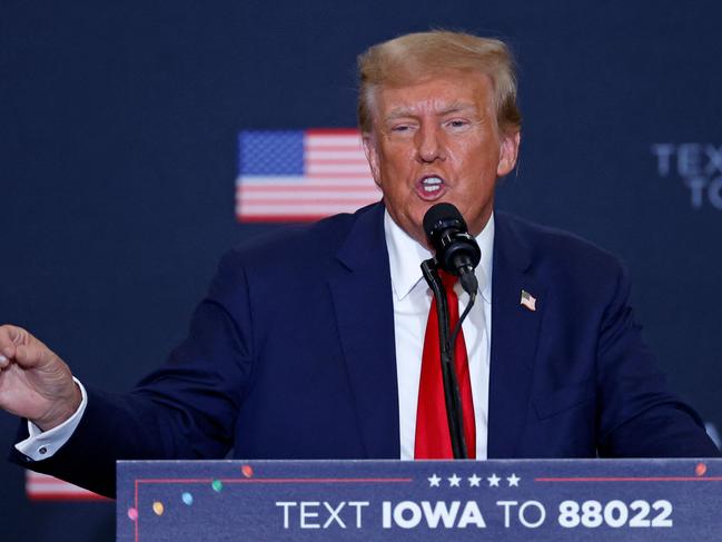 Former US president Donald Trump speaks during a campaign event in Waterloo, Iowa, after the shock court ruling. Picture: AFP