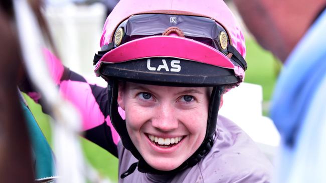 Mikaela Claridge after winning the Dunstan Engineering 0 - 58 Handicap at Donald Racecourse on May 11, 2019. Photo: Brendan McCarthy/ Getty Images.