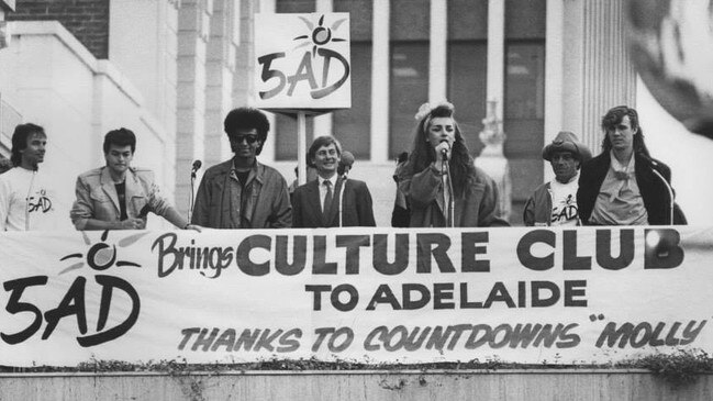 UK band Culture Club in Rundle Mall, Adelaide, in 1984. Picture: Greg Walsh