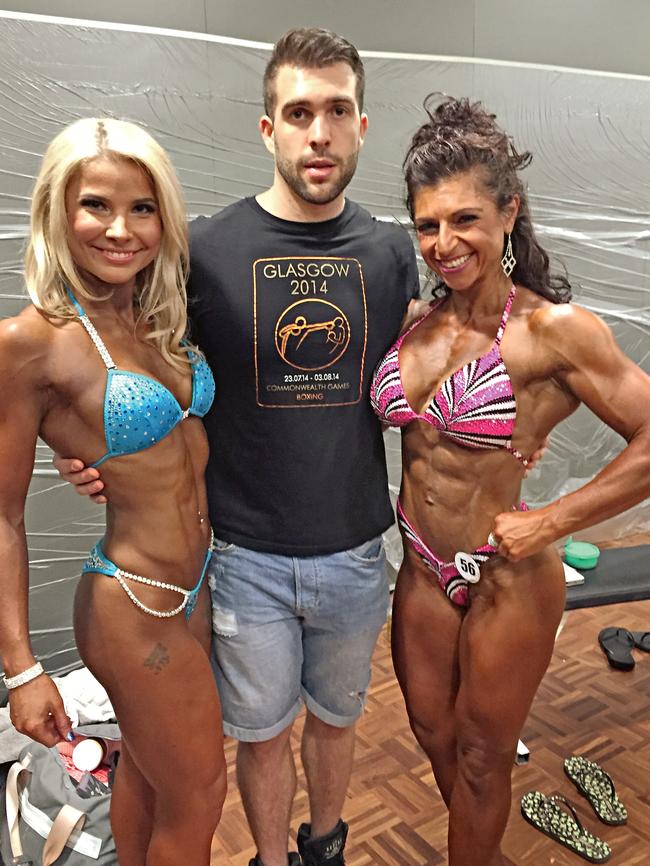 Competitors Jaz Correll and Janet Kane with trainer Mark Ottobre.