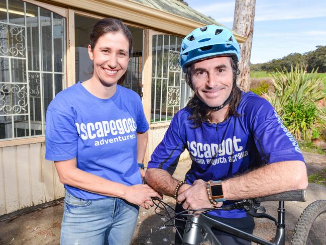 Ian and Deborah Fehler from Escapegoat are launching a new bike hub in the old Belair Golf Club por shop, Sept 10, 2020. Belair is one step closer to becoming the State's newest mountain bike hub. Picture: Brenton Edwards