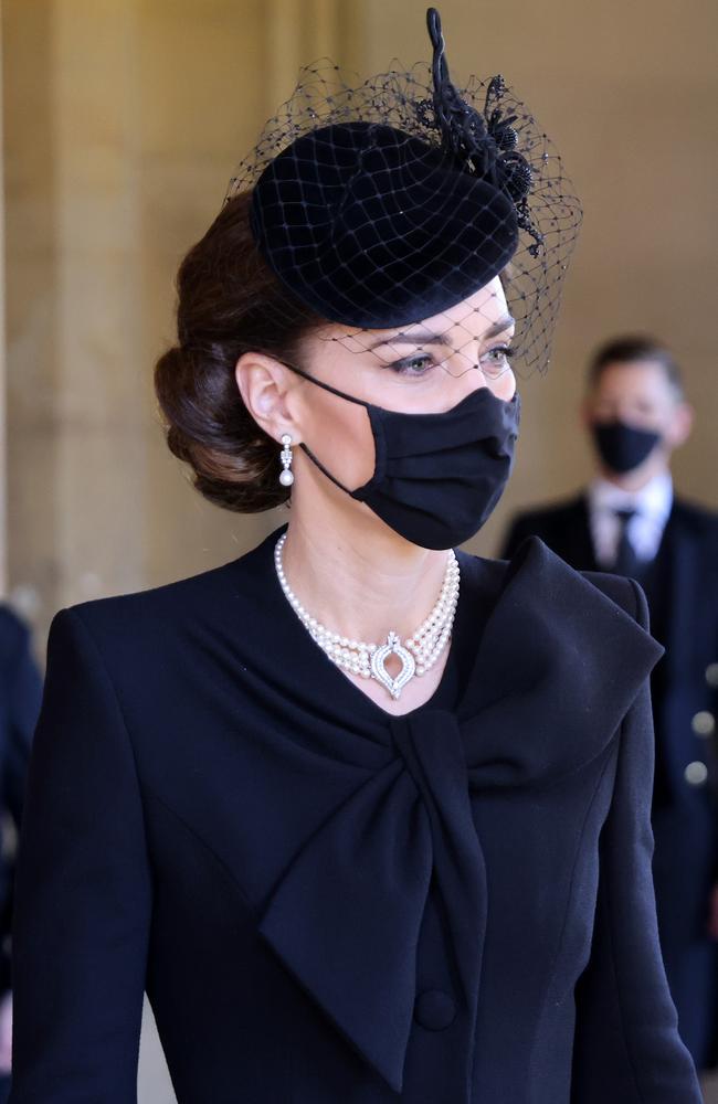 Catherine, Duchess of Cambridge during the funeral of Prince Philip. Picture: Chris Jackson/WPA Pool/Getty Images