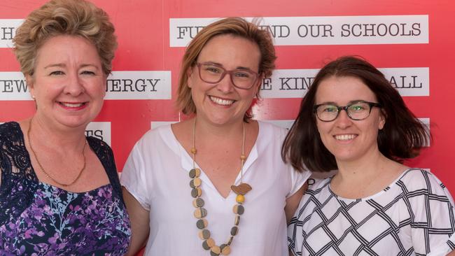 MP Corrine McMillan with candidates Jo Briskey and Karleigh Auguston.