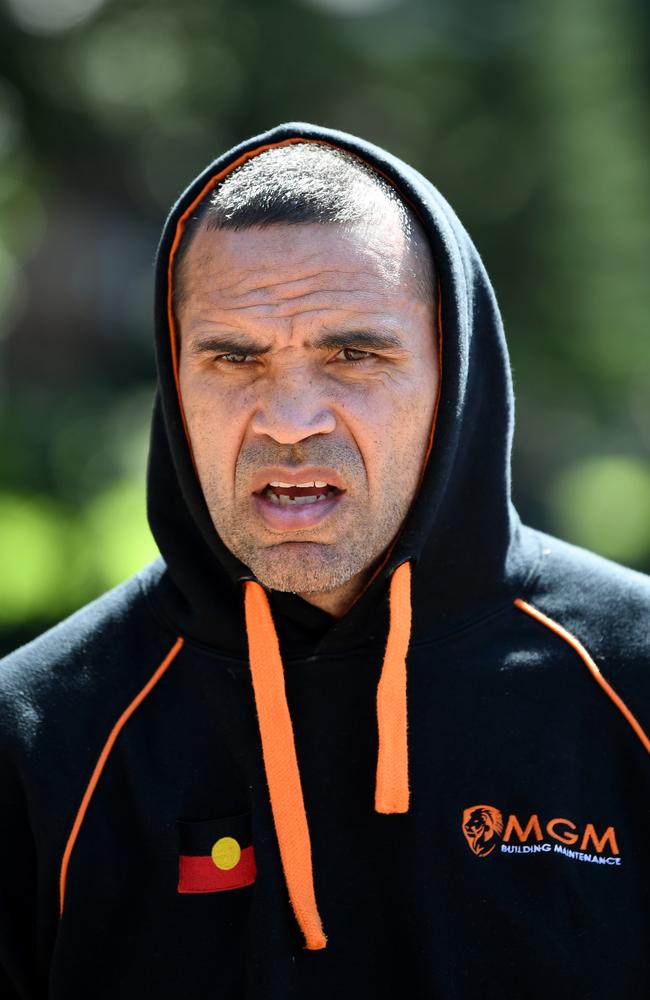 Anthony Mundine seen at a Freedom Day protest in Hyde Park, Sydney. Picture: NCA NewsWire/Joel Carrett.