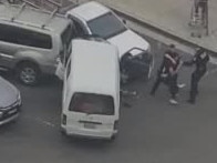 Video Grab: Chaotic scenes as police attempt to stop a man in a white van at Bankstown Central Shopping centre. , Picture: Supplied