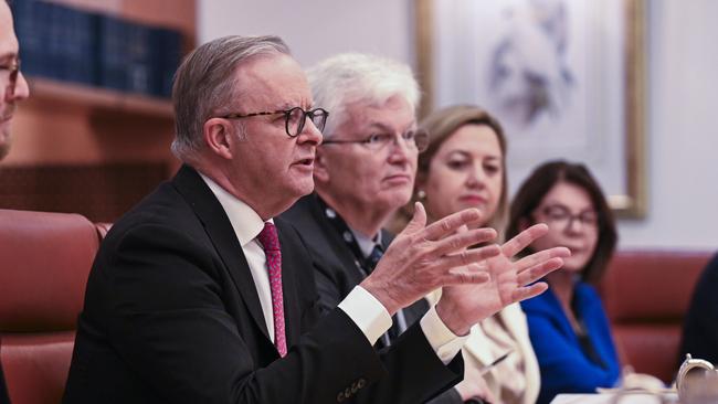 The Prime Minister Anthony Albanese at the national cabinet meeting. Picture: NCA NewsWire / Martin Ollman