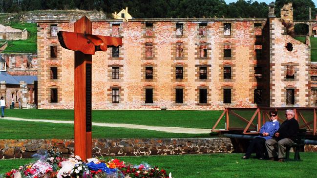 The memorial cross at Port Arthur to victims of the 1996 shooting massacre that claimed 35 lives.