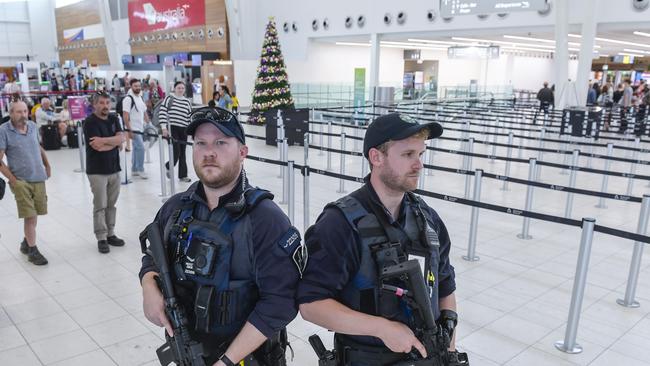 AFP airport patrols will be out in force at all major airports in Australia – including Adelaide. Picture: NCA NewsWire / Roy VanDerVegt