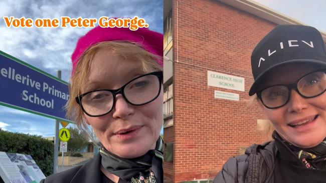 Essie Davis shares a few videos endorsing Franklin independent Peter George.