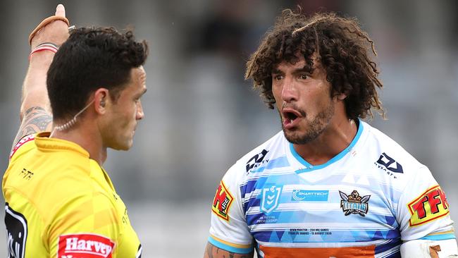 Kevin Proctor is given his marching orders in the recent game against the Sharks.