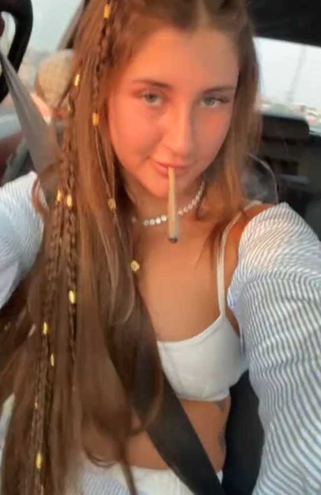 She posted videos of her smoking in the back of cars. Picture: Tiktok