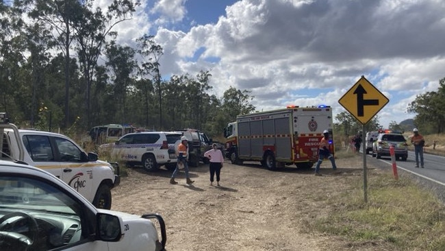 Emergency services have raced to scene of a semi trailer and ute crash on Yeppoon Road just outside Rockhampton. Photo: Pam McKay