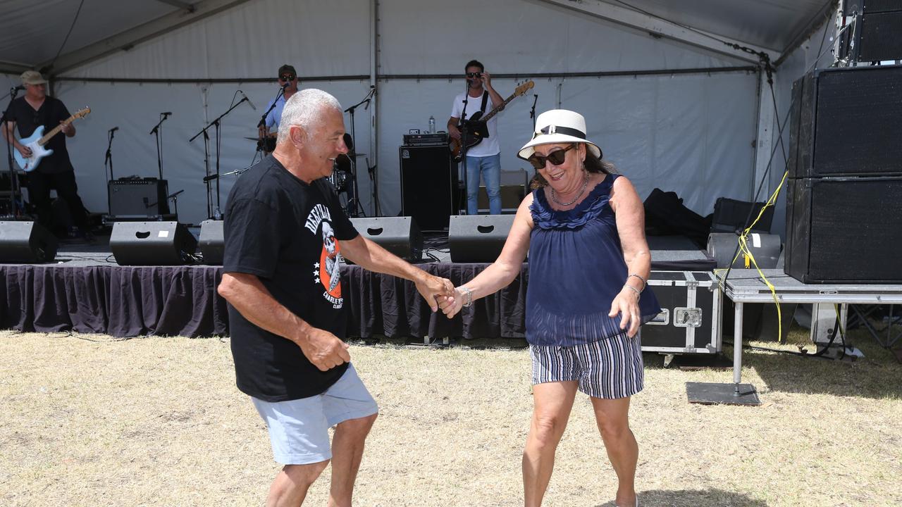 The hot sun was not enough to stop festivalgoers from having a dance. Picture: Mike Dugdale