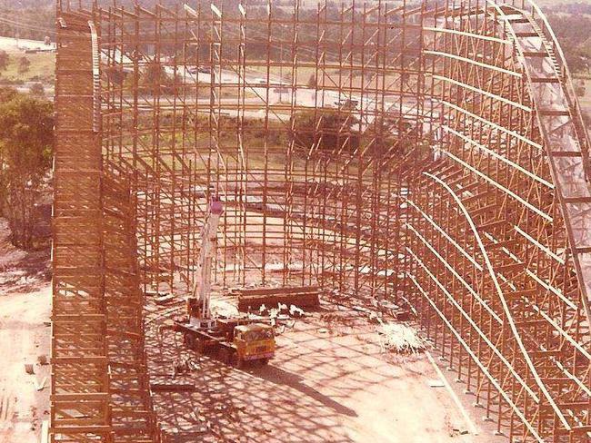 Construction at the old Wonderland site of the Bush Beast ride.