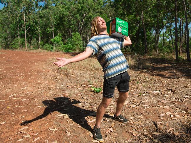 Drinking Territorians including mega bottlo enthusiast Ryan Shaw just want a Dan Murphy’s in Darwin. Picture: Glenn Campbell