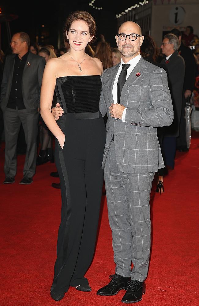 Actor Stanley Tucci and his wife Felicity Blunt attend “The Hunger Games: Mockingjay Part 2” UK Premiere at the Odeon Leicester Square on November 5, 2015 in London. Picture: Getty