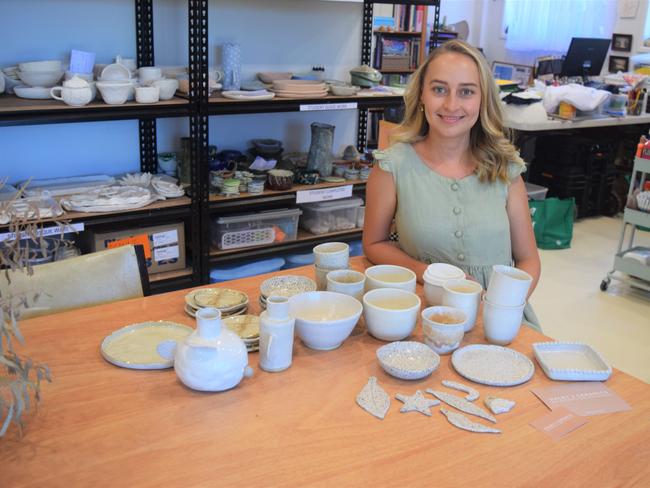 Haley Vogel from Pink Tank Studio and Haley J Ceramics is encouraging residents to shop local this Christmas. Picture: Laura Thomas